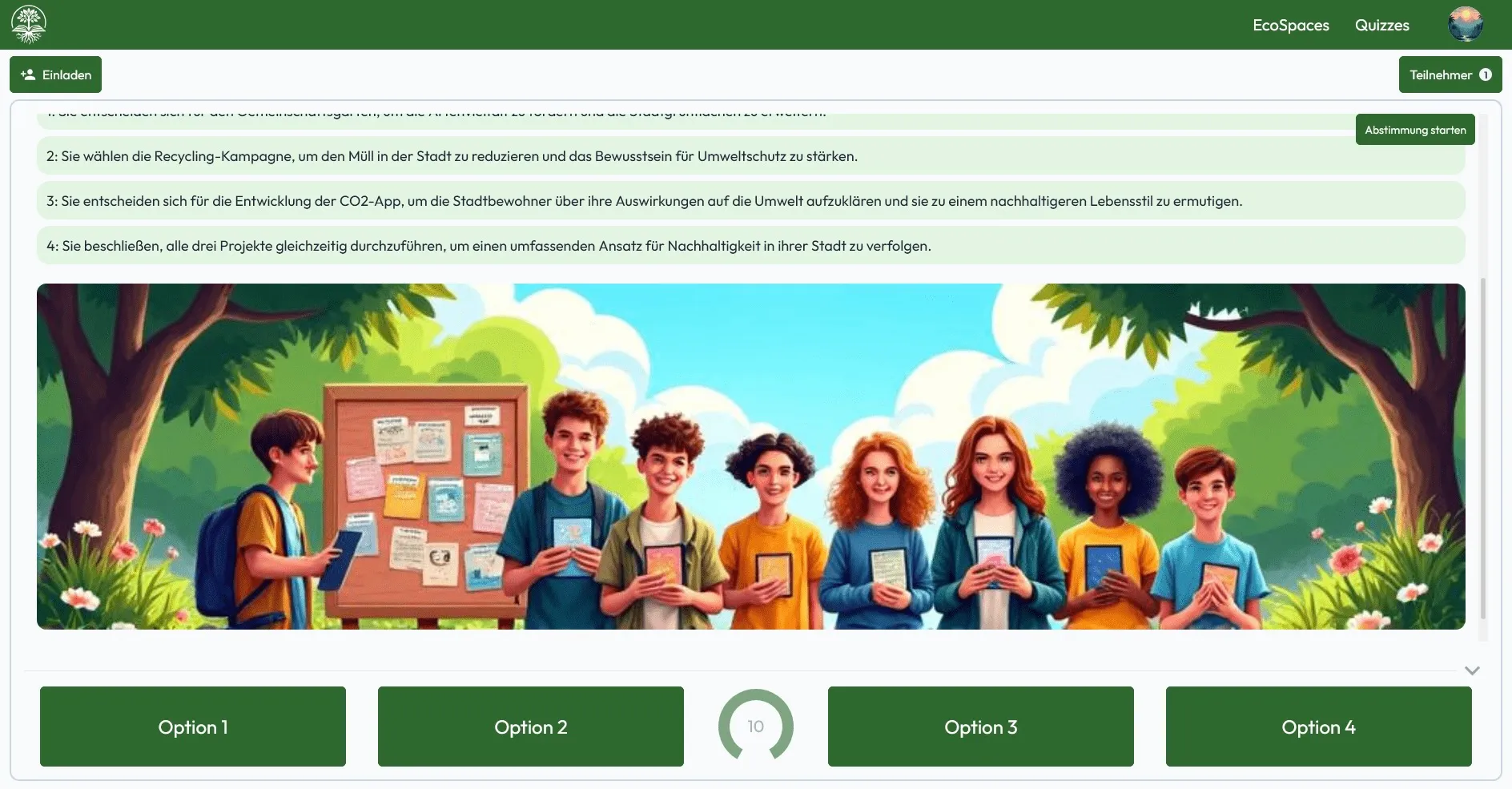 An AI-generated image within a story, depicting a diverse group of students standing together in a classroom setting.